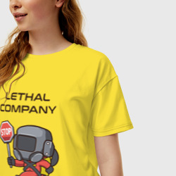 Женская футболка хлопок Oversize С лутом на корабль Lethal company - фото 2