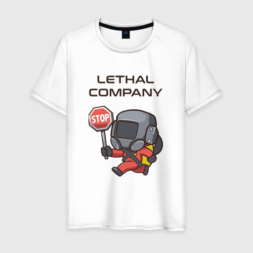 Мужская футболка из хлопка с принтом С лутом на корабль Lethal company, вид спереди №1