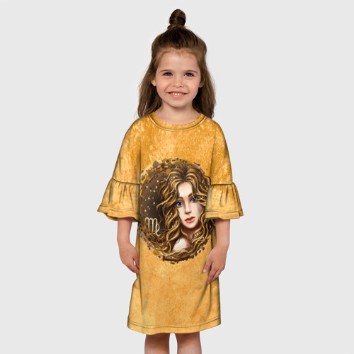 Детское платье 3D Знак зодиака дева в цвете, цвет 3D печать - фото 4
