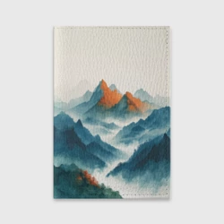 Обложка для паспорта матовая кожа Утро в туманных горах 