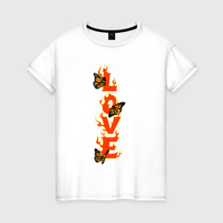 Бабочка love – Женская футболка хлопок с принтом купить со скидкой в -20%