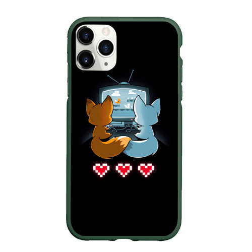 Чехол для iPhone 11 Pro матовый с принтом Лисья геймерская любовь, вид спереди #2