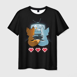 Мужская футболка 3D Лисья геймерская любовь