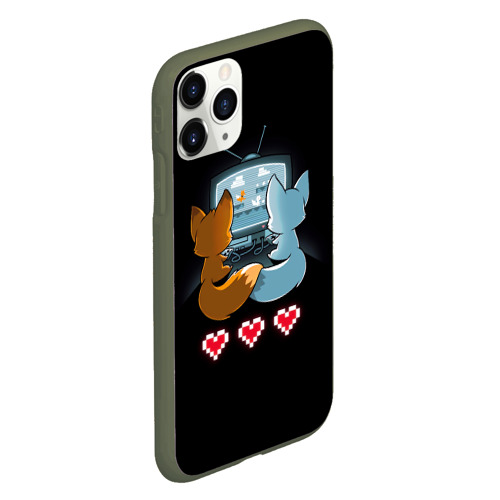 Чехол для iPhone 11 Pro матовый с принтом Лисья геймерская любовь, вид сбоку #3