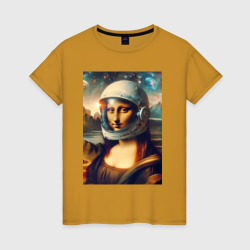 Женская футболка хлопок Mona Lisa astronaut - neural network
