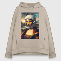 Mona Lisa astronaut - neural network – Женское худи Oversize хлопок с принтом купить со скидкой в -20%