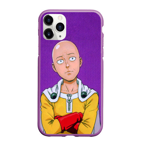 Чехол для iPhone 11 Pro Max матовый Realistic Saitama, цвет фиолетовый