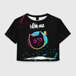 Женская футболка Crop-top 3D Blink 182 - rock star cat