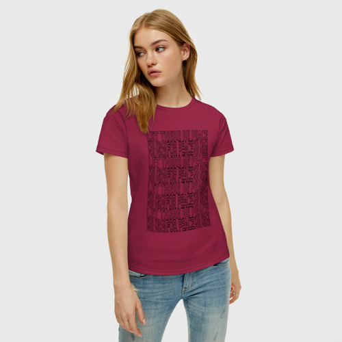 Женская футболка хлопок с принтом Let there be мир, фото на моделе #1