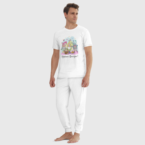Мужская пижама хлопок Пасхальные гномы ХВ, цвет белый - фото 5