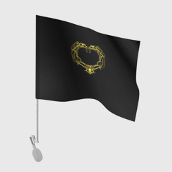 Флаг для автомобиля Сердце желтыми энергетическими линиями на черном