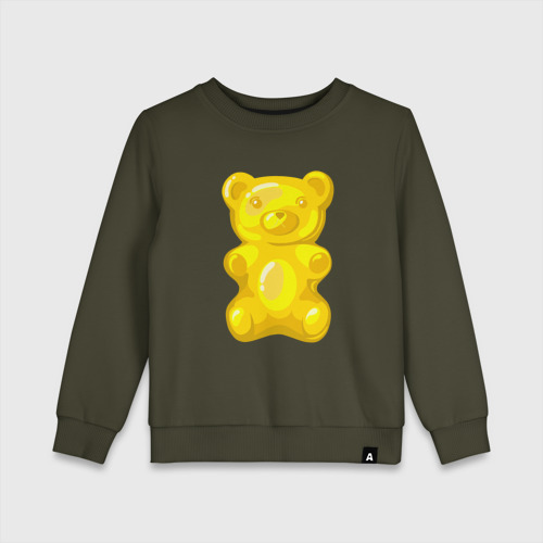 Детский свитшот хлопок Мармеладный желтый медвежонок, цвет хаки