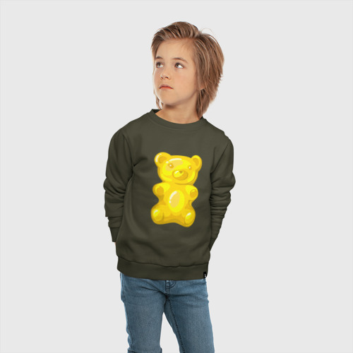 Детский свитшот хлопок Мармеладный желтый медвежонок, цвет хаки - фото 5