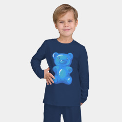 Детская пижама с лонгсливом хлопок Мармеладный синий медвежонок - фото 2
