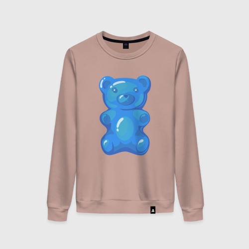 Женский свитшот хлопок Мармеладный синий медвежонок, цвет пыльно-розовый