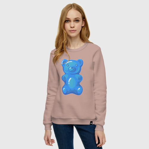 Женский свитшот хлопок Мармеладный синий медвежонок, цвет пыльно-розовый - фото 3