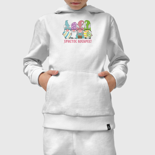Детский костюм с толстовкой хлопок ХВ пасхальные гномы с яйцами, цвет белый - фото 5