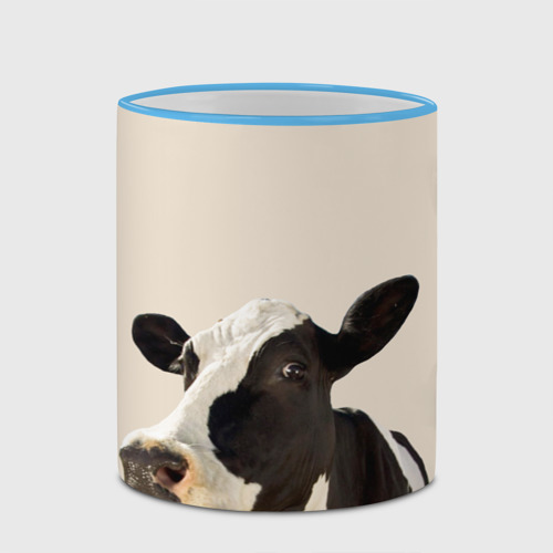 Кружка с полной запечаткой Корова на бежевом фоне, цвет Кант небесно-голубой - фото 4