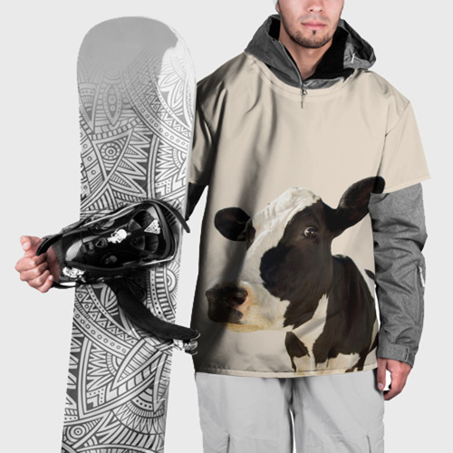Накидка на куртку 3D Корова на бежевом фоне, цвет 3D печать
