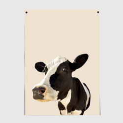 Постер Корова на бежевом фоне
