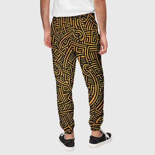 Мужские брюки 3D Золотые узоры на черном фоне, цвет 3D печать - фото 5