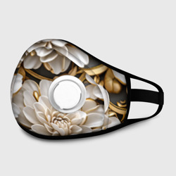 Маска из неопрена Фарфоровые белые цветы с золотом