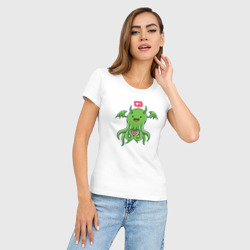 Женская футболка хлопок Slim Кавайный ктулху - фото 2