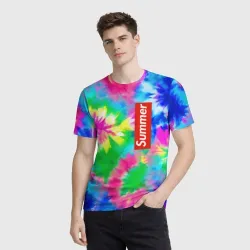 Мужская футболка 3D Color abstraction - summer - фото 2