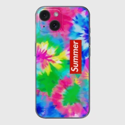 Чехол для iPhone 15 силиконовый с защитой камеры Color abstraction - summer