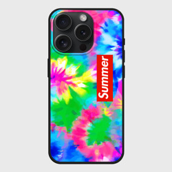 Чехол силиконовый для Apple iPhone 15 Pro Мax матовый Color abstraction - summer