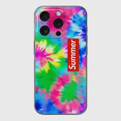 Чехол для iPhone 15 Pro силиконовый с защитой камеры Color abstraction - summer