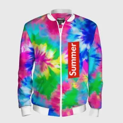 Мужской бомбер 3D Color abstraction - summer