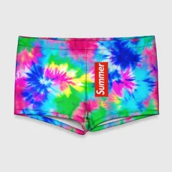 Мужские купальные плавки 3D Color abstraction - summer
