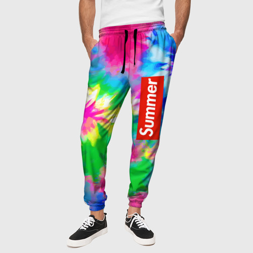 Мужские брюки 3D Color abstraction - summer, цвет 3D печать - фото 4