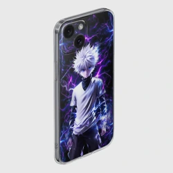 Чехол для iPhone 15 силиконовый с защитой камеры Киллуа Золдик и неоновые молнии - фото 2