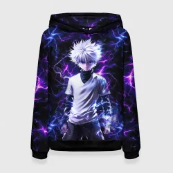 Женская толстовка 3D Киллуа Золдик и неоновые молнии