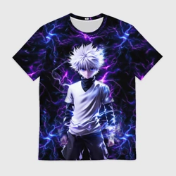 Мужская футболка 3D Киллуа Золдик и неоновые молнии