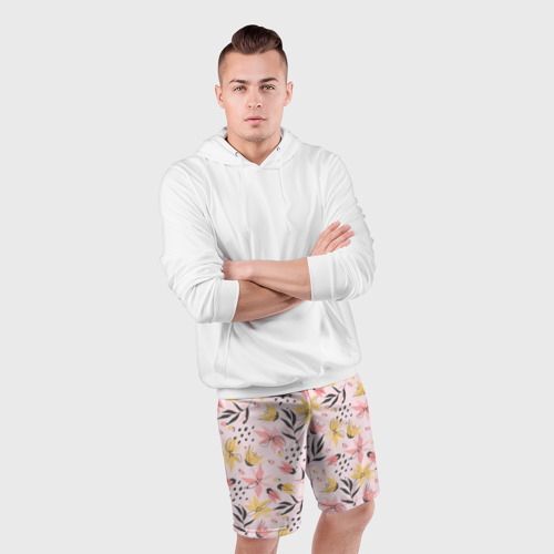 Мужские шорты спортивные с принтом Абстрактный паттерн с цветами, фото #4