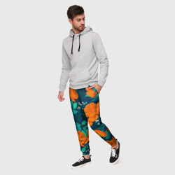 Мужские брюки 3D Паттерн с оранжевыми цветами - фото 2