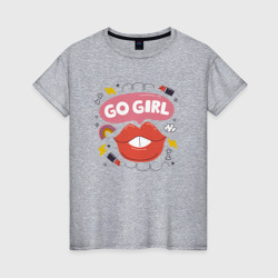Женская футболка хлопок Go girl lips