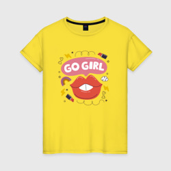 Go girl lips – Футболка из хлопка с принтом купить со скидкой в -20%