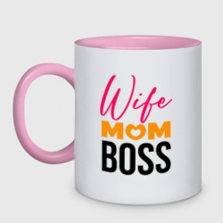 Кружка двухцветная 3 color wife mom boss