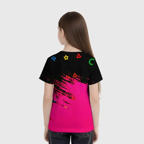 Детская футболка 3D с принтом Fall Guys kids color, вид сзади #2