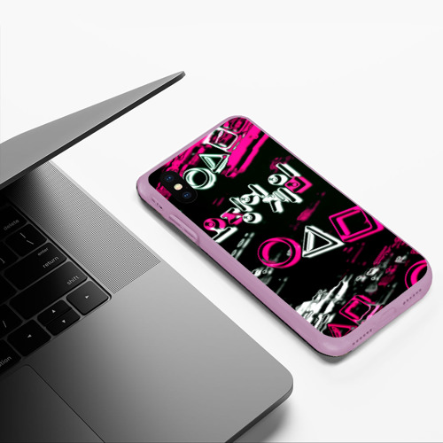 Чехол для iPhone XS Max матовый Игра в кальмара геометрия, цвет сиреневый - фото 5