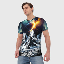 Мужская футболка 3D Молнии и горы - фото 2