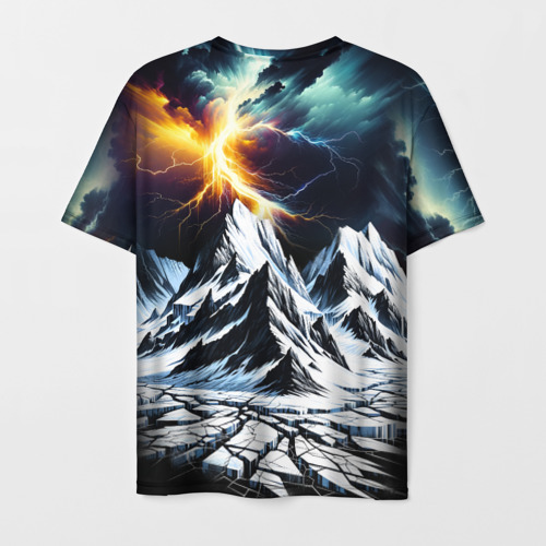 Мужская футболка 3D Молнии и горы, цвет 3D печать - фото 2