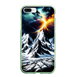Чехол для iPhone 7Plus/8 Plus матовый Молнии и горы
