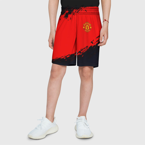 Детские спортивные шорты 3D Manchester United colors sport, цвет 3D печать - фото 4