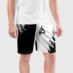 Мужские шорты спортивные Linkin park краски чёрнобелый - фото 2
