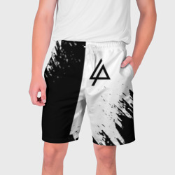 Мужские шорты 3D Linkin park краски чёрнобелый